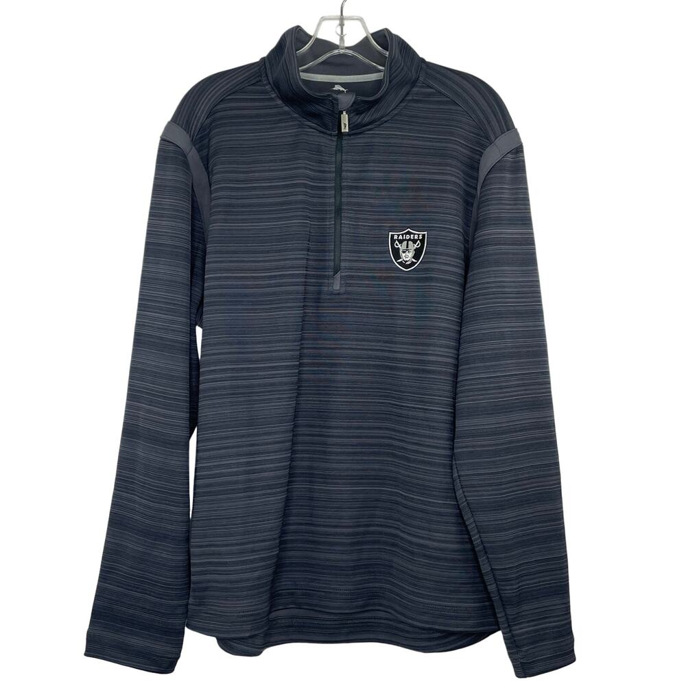 Tommy Bahama Island Zone Raiders gray quarter zip long sleeve men's Large UPF 30